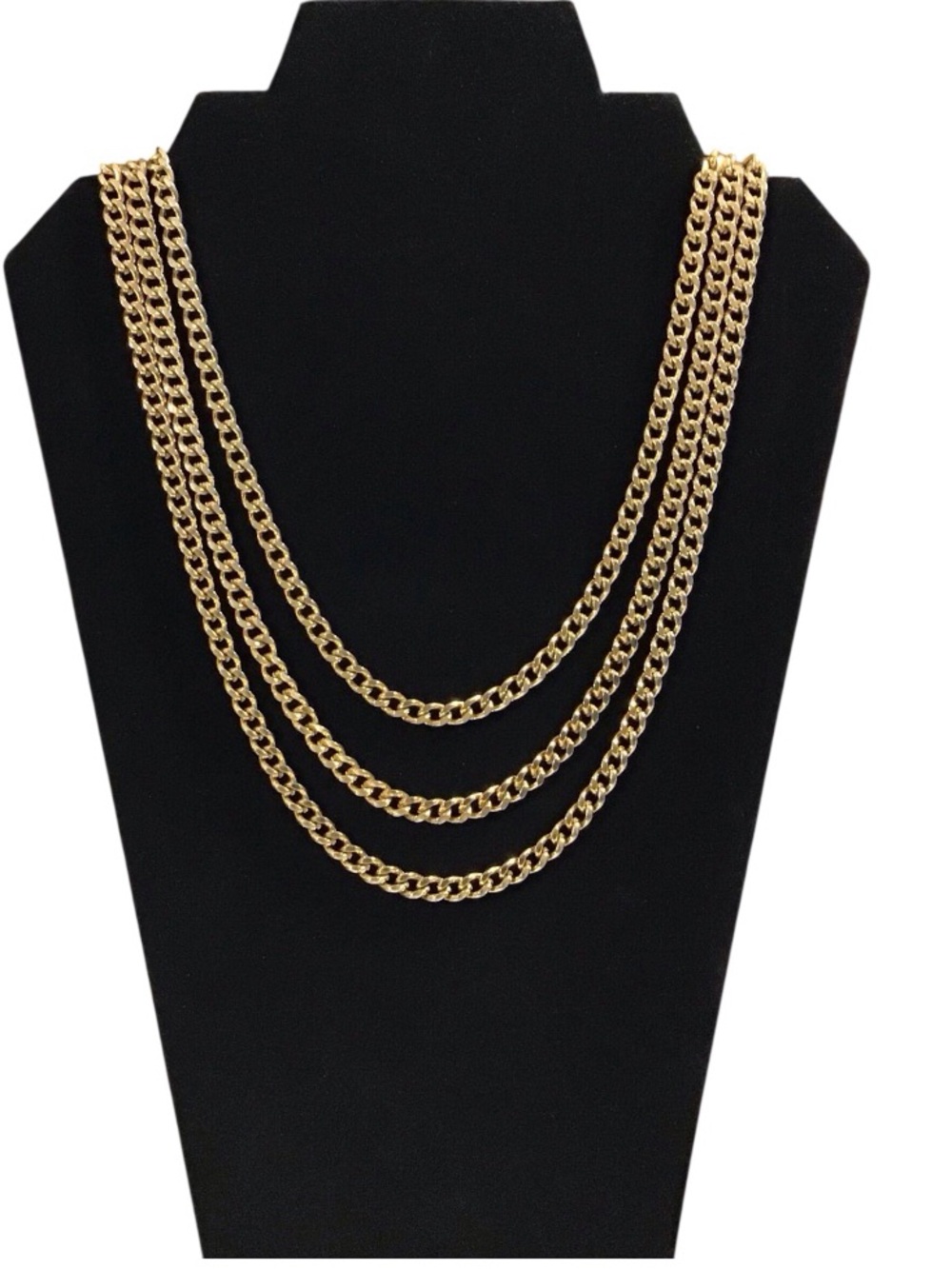 Layered Chain Necklace Gold Tone Fashion Costume Jewelry